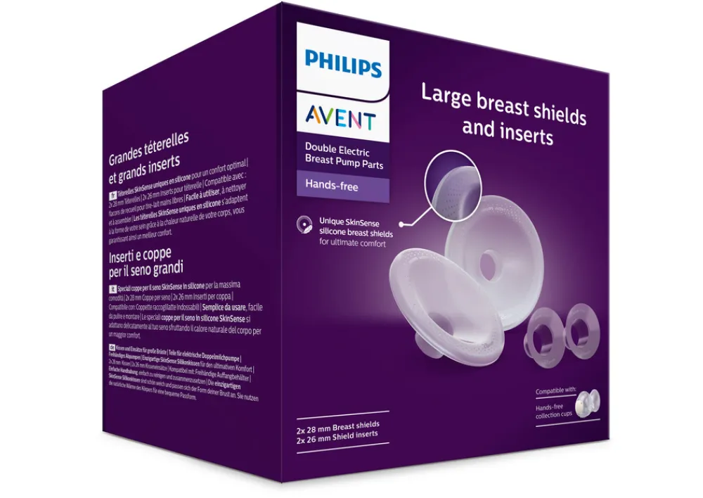 Philips Avent 26 mm og 28 mm brystskjoldindsatser, håndfri.- Brystpumper