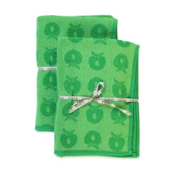 Småfolk 2 pak håndklæde 70x140 med æbler - Apple green-Børn Badekåber & Håndklæder