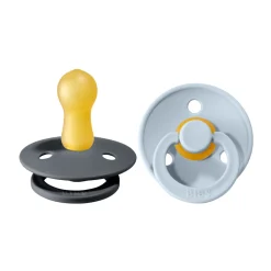 BIBS 2 pk. Colour sut 6-18 mdr. latex - iron/baby blue- Sutter