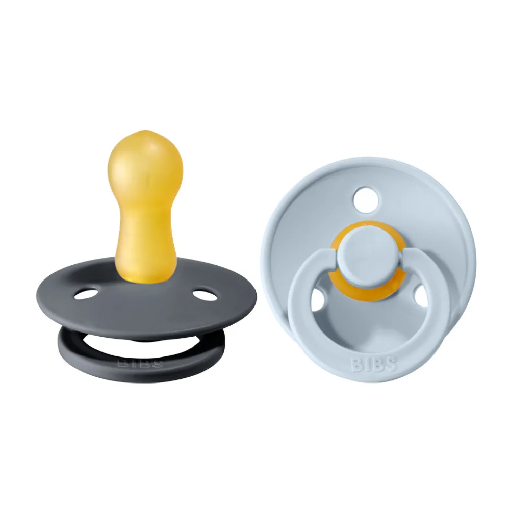 BIBS 2 pk. Colour sut 6-18 mdr. latex - iron/baby blue- Sutter