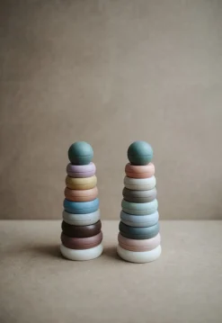 MUSHIE Aktivitetslegetøj Ringtårn - Rustic- Stabelklodser