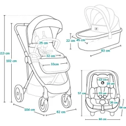Lionelo Amber 3i1 duovogn - blue navy- Vognpakker|Kombivognspakker