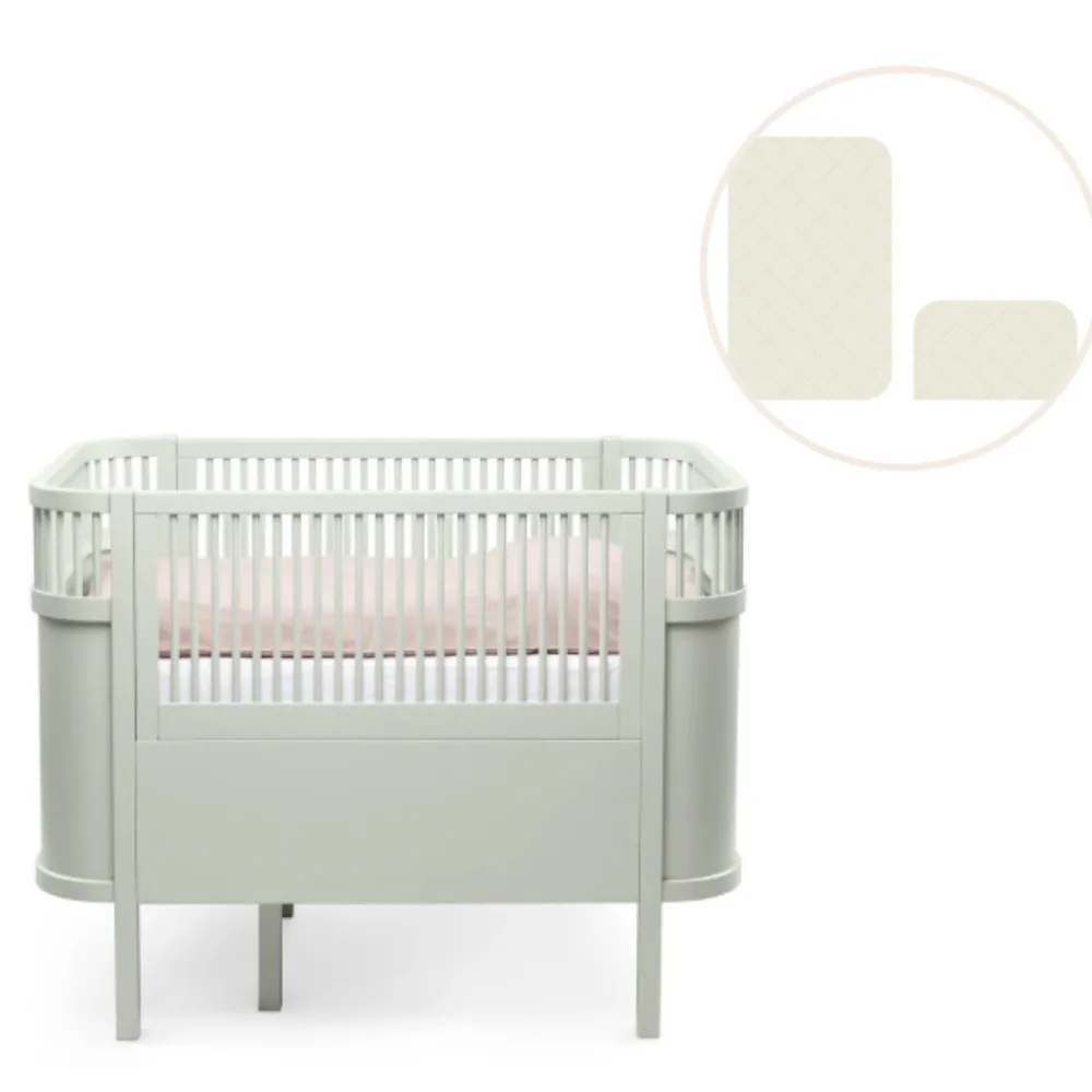 Sebra Baby & Jr. seng - Mist green med madras-Børn Tremmesenge