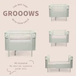 Sebra Baby & Jr. seng - mist green - FSC®-Børn Tremmesenge