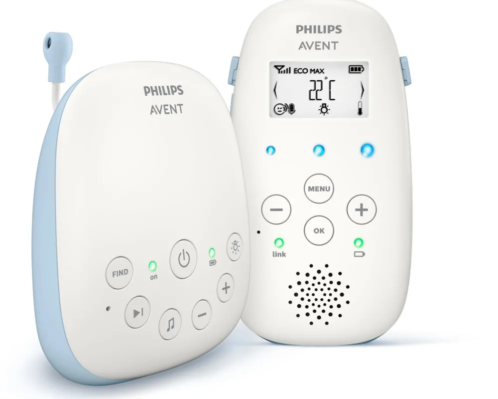 Philips Avent Baby Monitor m. temperatursensor og vuggeviser- Babyalarmer