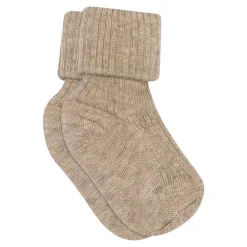 MP Denmark Baby rib ankelstrømpe - Light Brown Melange- Strømper