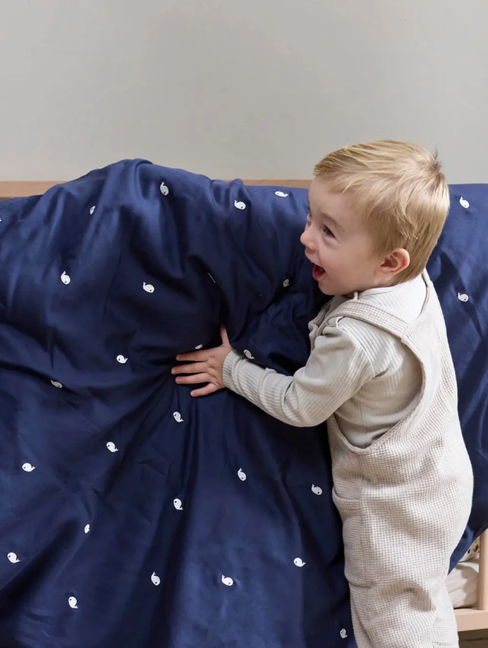 Filibabba Baby sengetøj - Midnight og broderet Christian hval-Børn Sengetøj