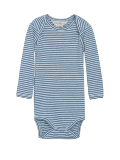 Serendipity Organics Baby Stribet Body - AZURSTRIPE- Bodystocking Langærmet