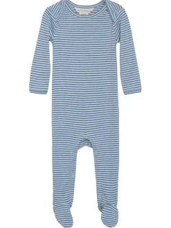 Serendipity Organics Baby Stribet Dragt - AZURSTRIPE- Heldragter M. Fod