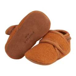 En Fant Baby wool slippers - Leather Brown- Uld Hjemmesko