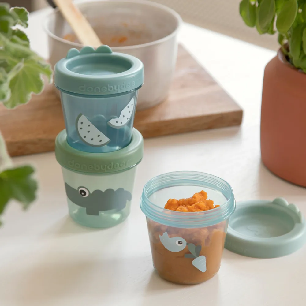 Done By Deer Babymad bøtte 3 stk. Croco - Grøn- Madopbevaring