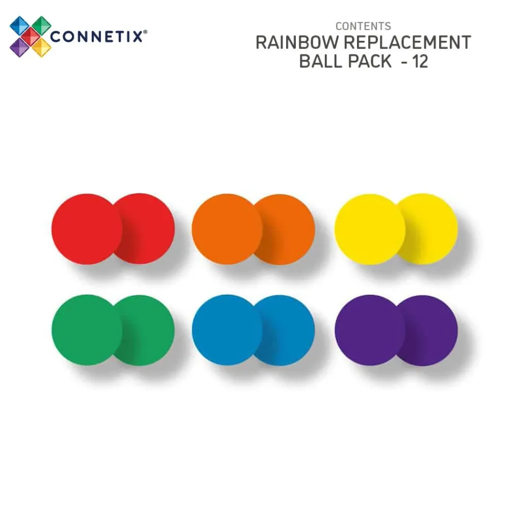 CONNETIX Ball Pack - kugler til kuglebane 12 dele - rainbow- Magnetlegesæt