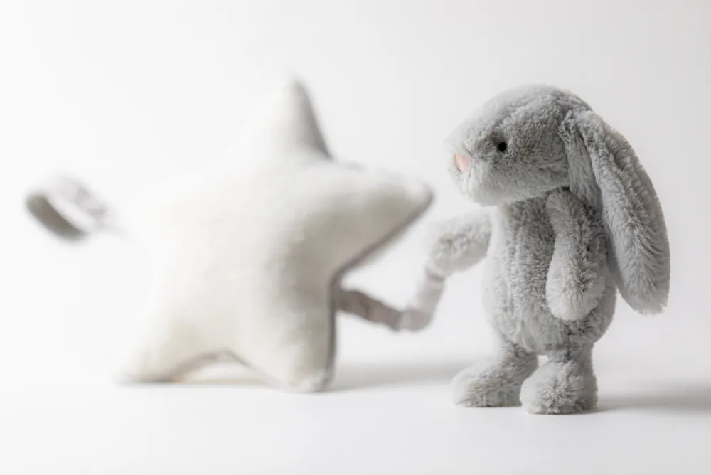 JellyCat Bashful kanin, silver spilledåse-Børn Uroer|Musikuroer
