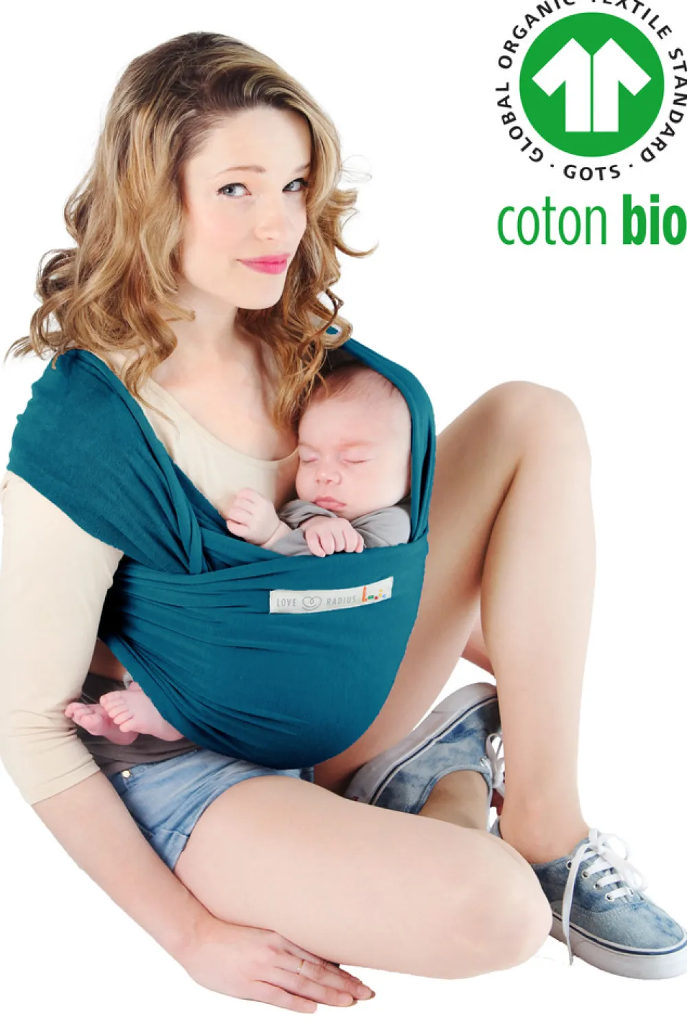 Love Radius By Je Porte mon Bebé Basic økologisk strækvikle blå- Bæreseler & Vikler