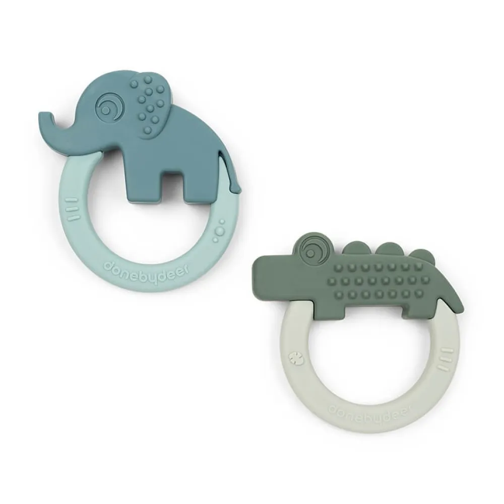 Done By Deer Biderangle 2 stk Deer friends Grøn/Blå- Bideringe & Rangler