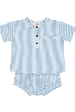 Copenhagen Colors Bæk og bølge baby set - SKY BLUE- Shortssæt