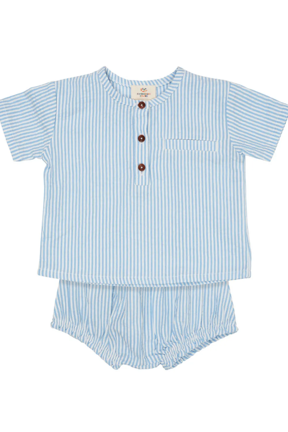 Copenhagen Colors Bæk og bølge baby set - SKY BLUE- Shortssæt