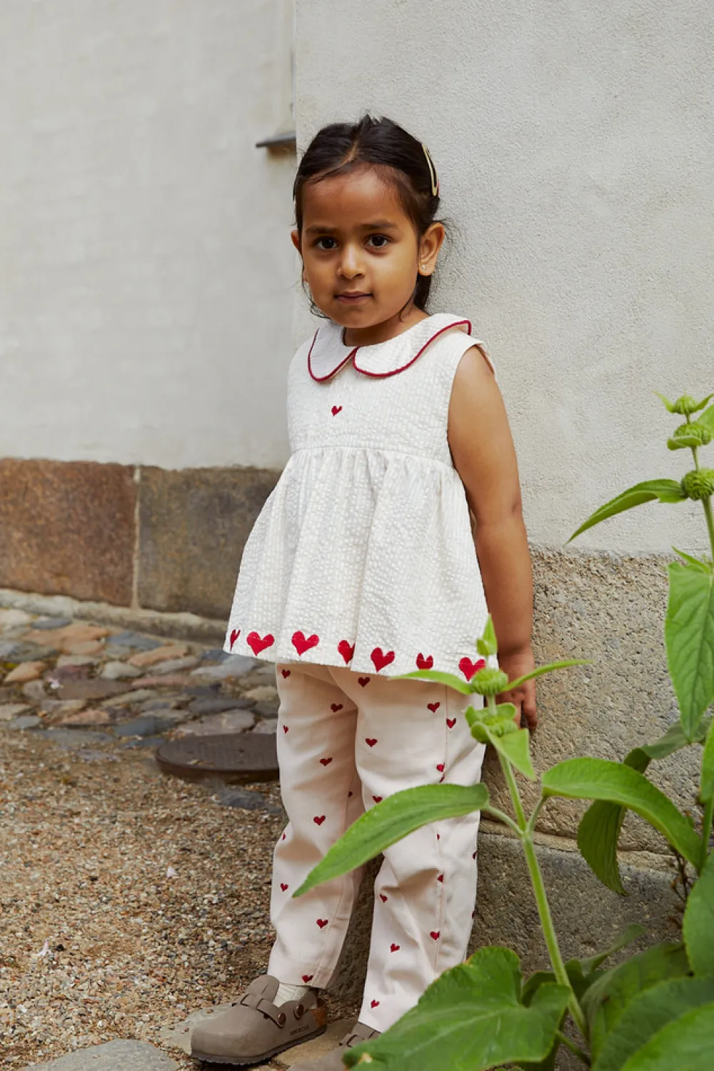 Copenhagen Colors Bæk og bølge bluse m. hjerter - DUSTY ROSE- Bluser