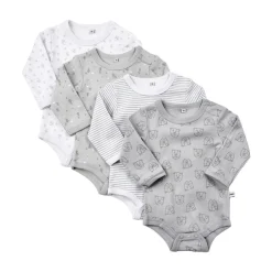 Pippi Body Langærmet Med Print 4-Pak - 190- Multipack|Bodystocking Langærmet
