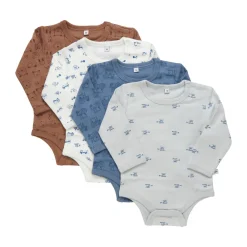 Pippi Body Langærmet Med Print 4-Pak - 741- Multipack|Bodystocking Langærmet
