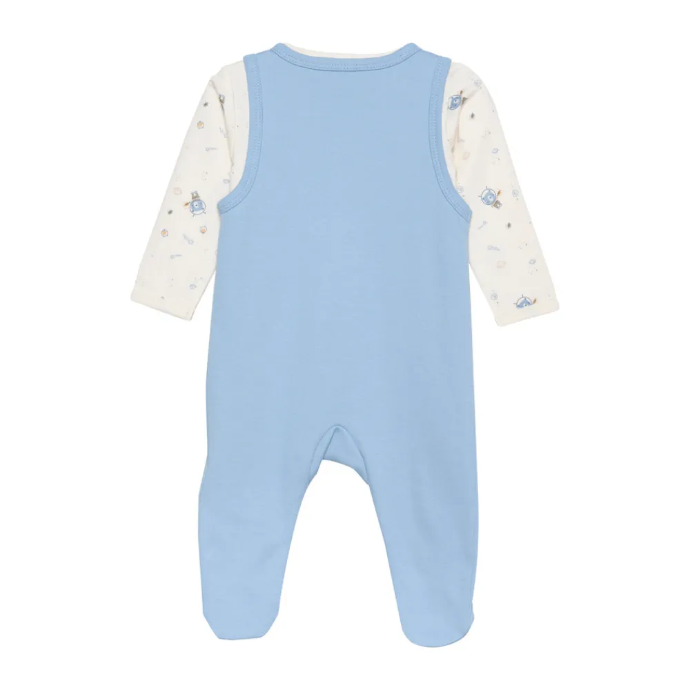 Fixoni Body langærmet m.romper - Ashley Blue- Bodysæt|Heldragter M. Fod