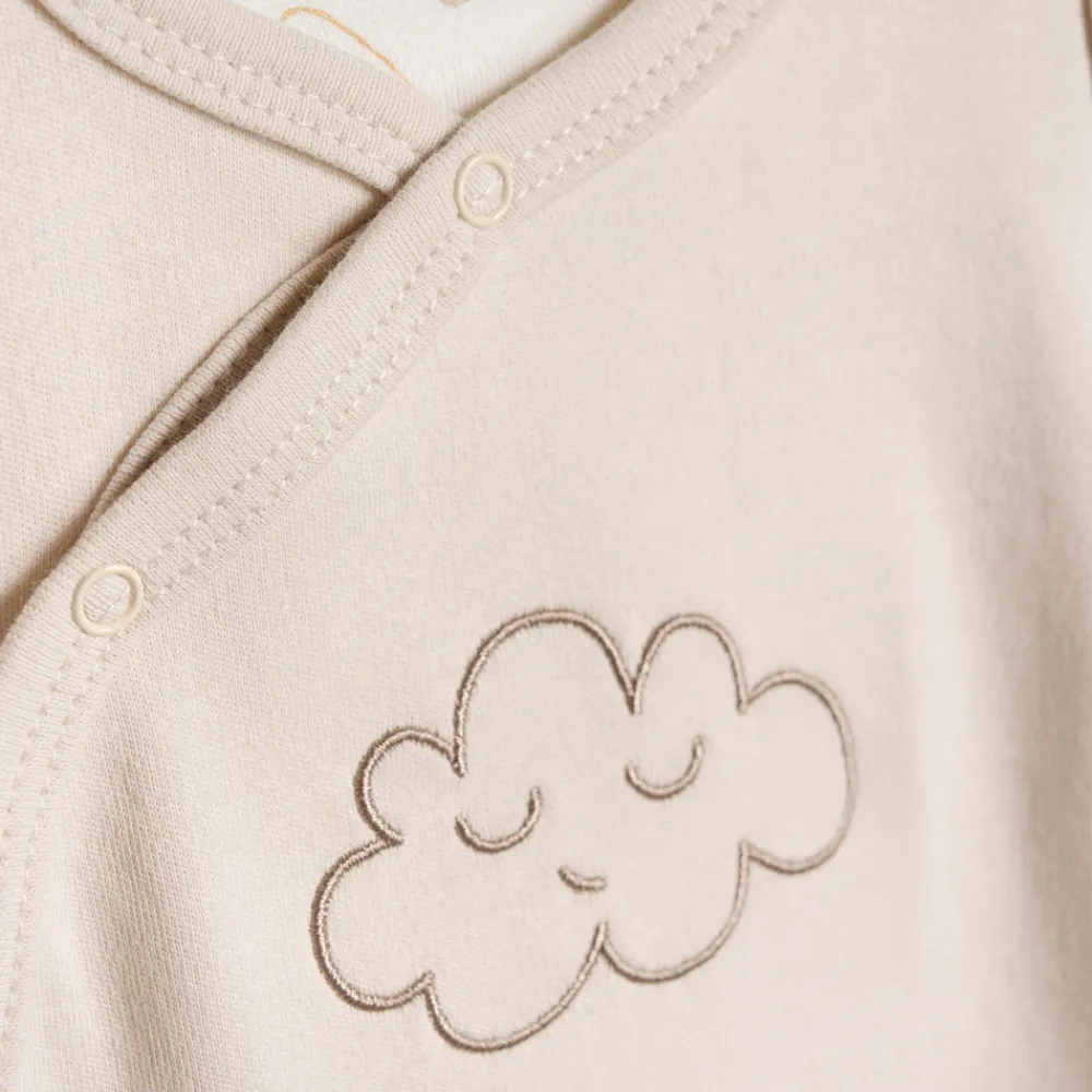 Fixoni Body langærmet m.romper - Oatmeal- Bodysæt|Heldragter M. Fod