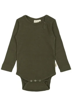 PETIT PIAO Body ls - Green Leaf- Bodystocking Langærmet