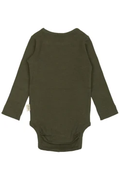 PETIT PIAO Body ls - Green Leaf- Bodystocking Langærmet
