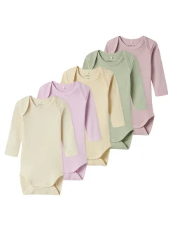 NAME IT Body 5p ls solid rib - WINSOME- Multipack|Bodystocking Langærmet