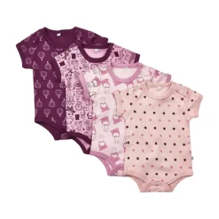 Pippi Bodystocking 4-pak - 600/Lilac- Bodystocking Kortærmet|Multipack