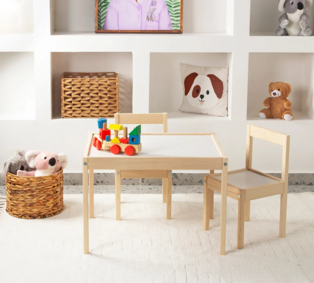 Kukka Bord- og stolesæt - hvid/natur-Børn Børneborde & Stole