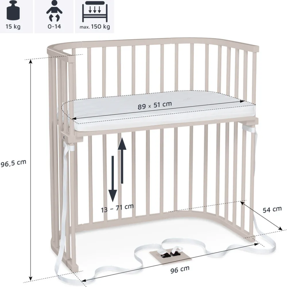 Babybay Boxspring bedside crib - beige-Børn Side By Side Senge