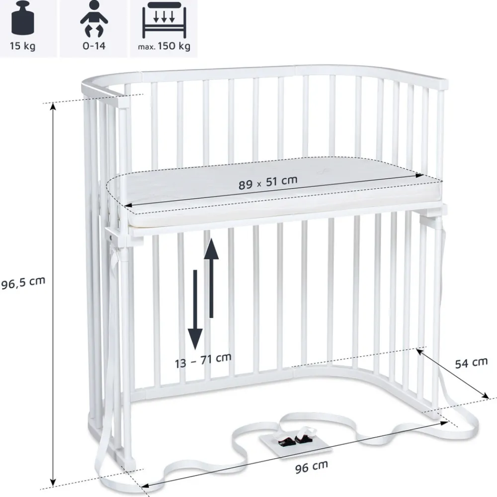 Babybay Boxspring bedside crib - Hvid-Børn Side By Side Senge