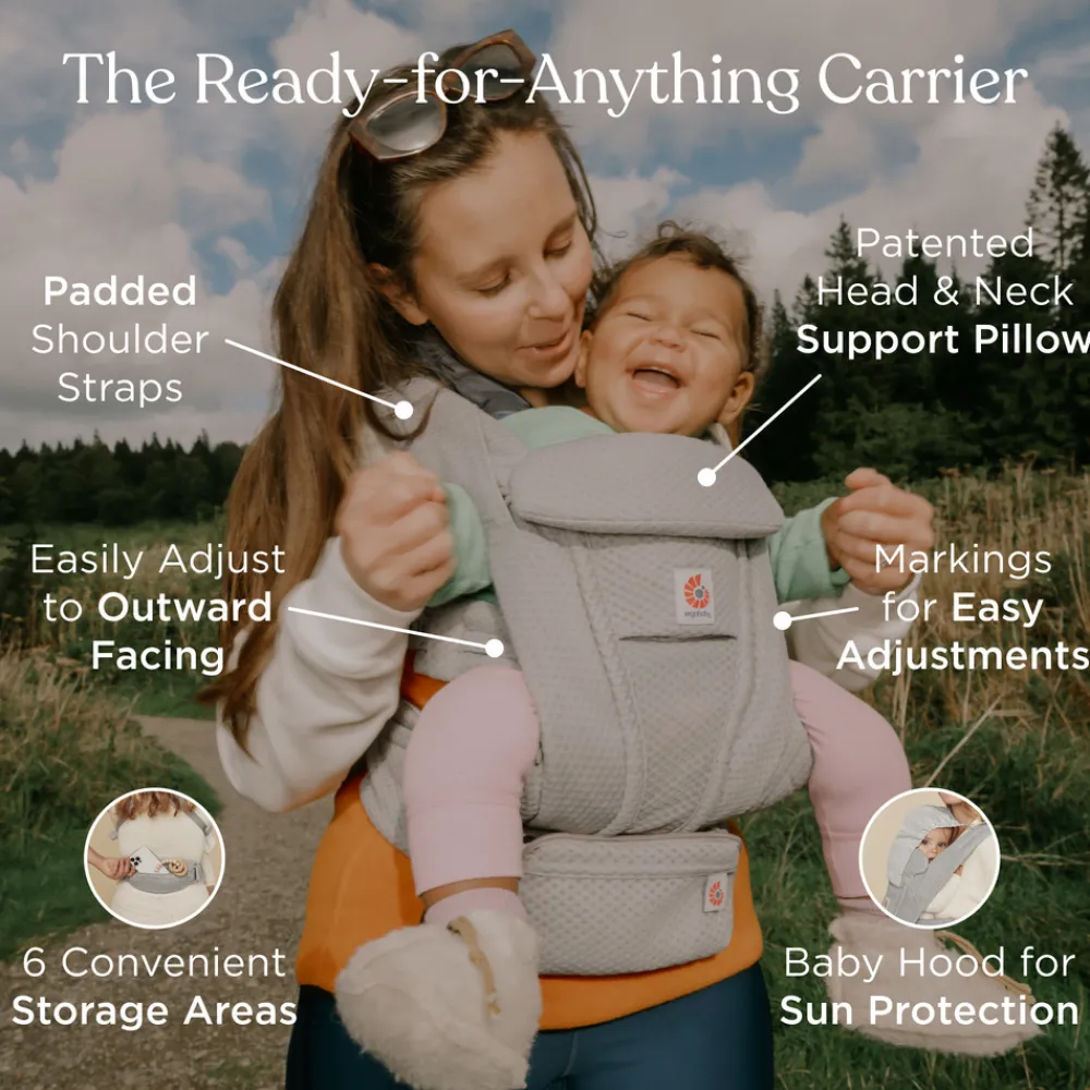 Ergobaby Bæresele, Omni Deluxe, Mesh - Onyx Black- Bæreseler & Vikler