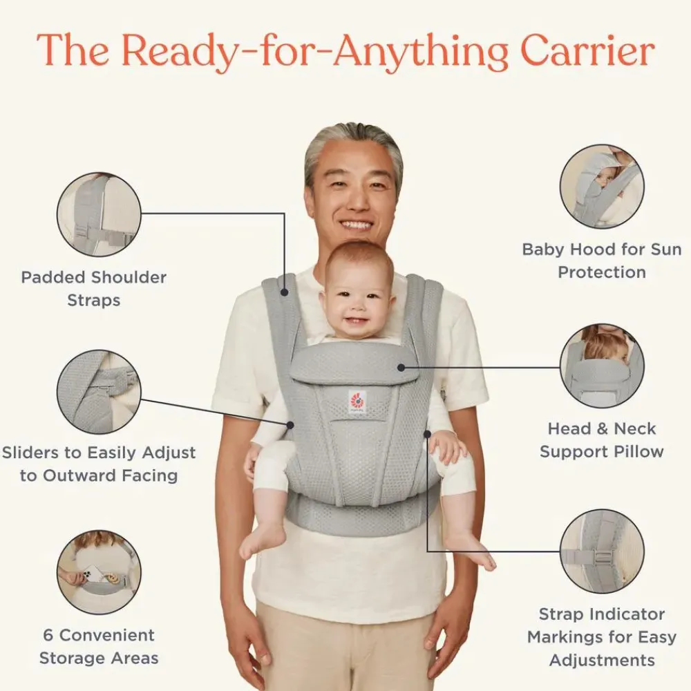 Ergobaby Bæresele, Omni Deluxe, Mesh - Onyx Black- Bæreseler & Vikler