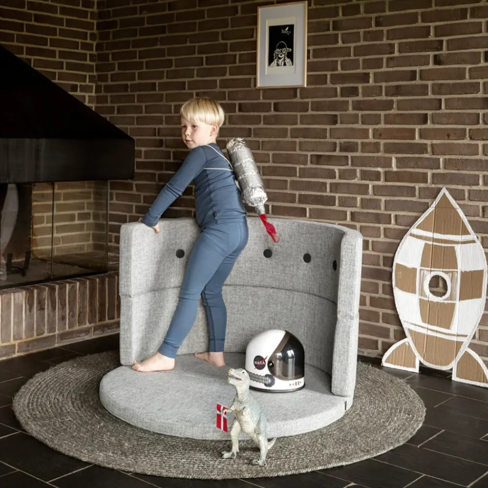 By KlipKlap Børnesofa cirkel - lysegrå/mørkegrå knap-Børn Tumlemøbler