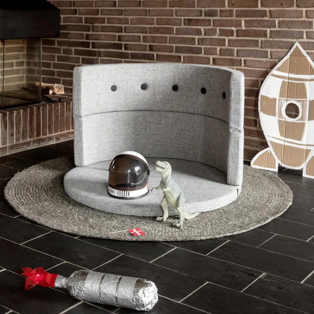 By KlipKlap Børnesofa cirkel - lysegrå/mørkegrå knap-Børn Tumlemøbler