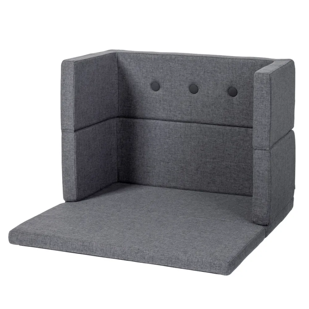 By KlipKlap Børnesofa, firkantet - mørkegrå/sortgrå knap-Børn Tumlemøbler