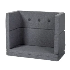 By KlipKlap Børnesofa, firkantet - mørkegrå/sortgrå knap-Børn Tumlemøbler