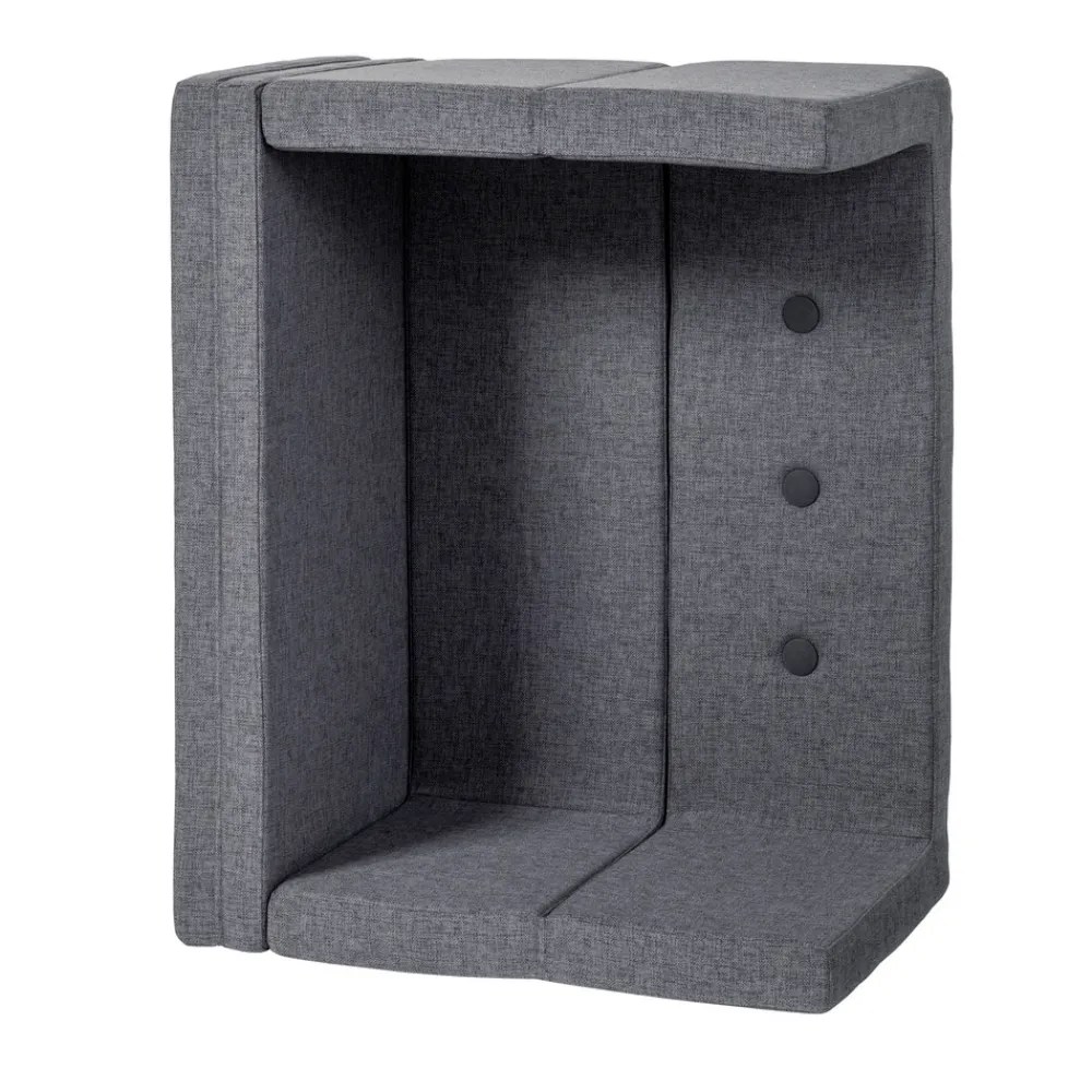 By KlipKlap Børnesofa, firkantet - mørkegrå/sortgrå knap-Børn Tumlemøbler