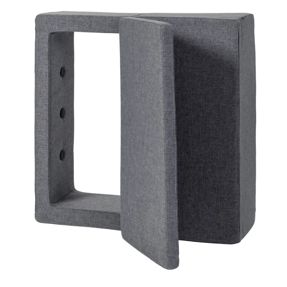 By KlipKlap Børnesofa, firkantet - mørkegrå/sortgrå knap-Børn Tumlemøbler