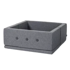 By KlipKlap Børnesofa, firkantet - mørkegrå/sortgrå knap-Børn Tumlemøbler