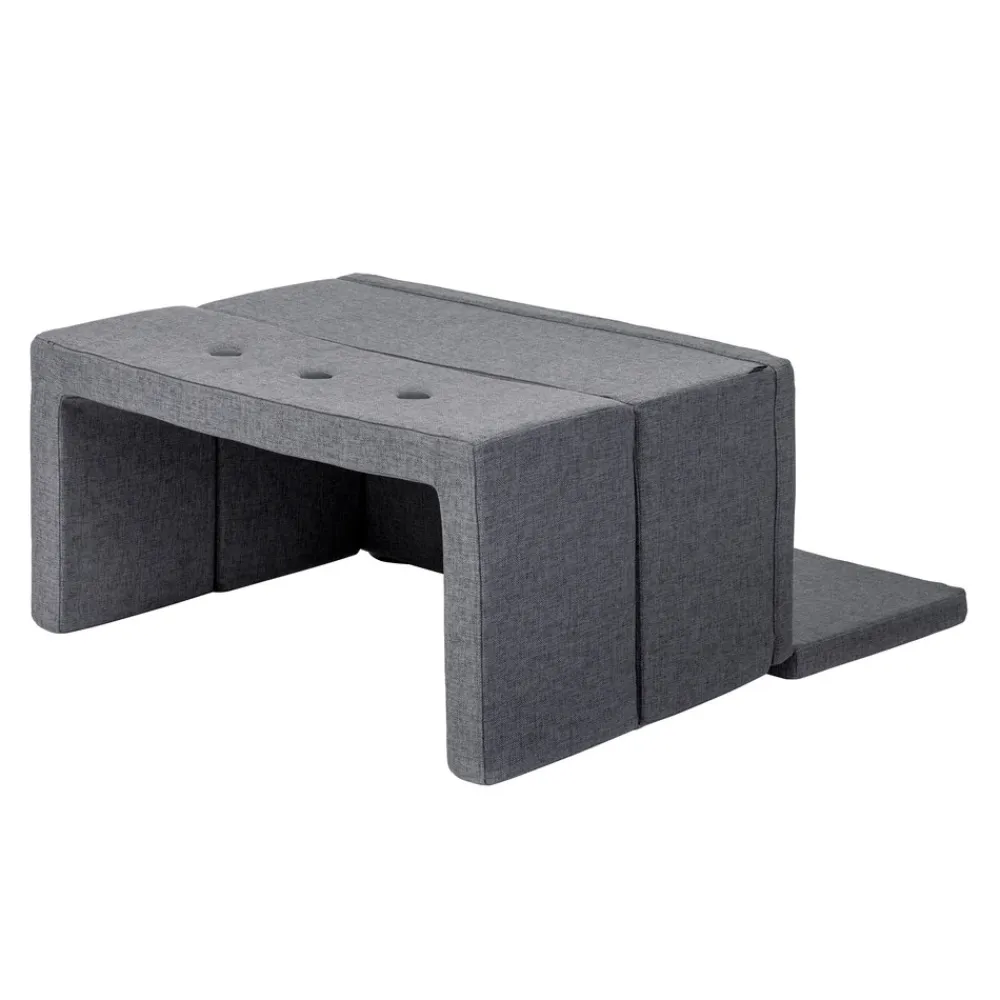 By KlipKlap Børnesofa, firkantet - mørkegrå/sortgrå knap-Børn Tumlemøbler