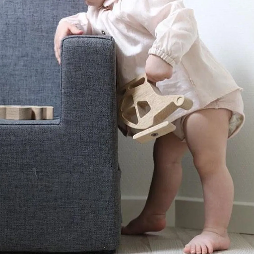 By KlipKlap Børnestol XL - mørkegrå/sortgrå knap-Børn Tumlemøbler