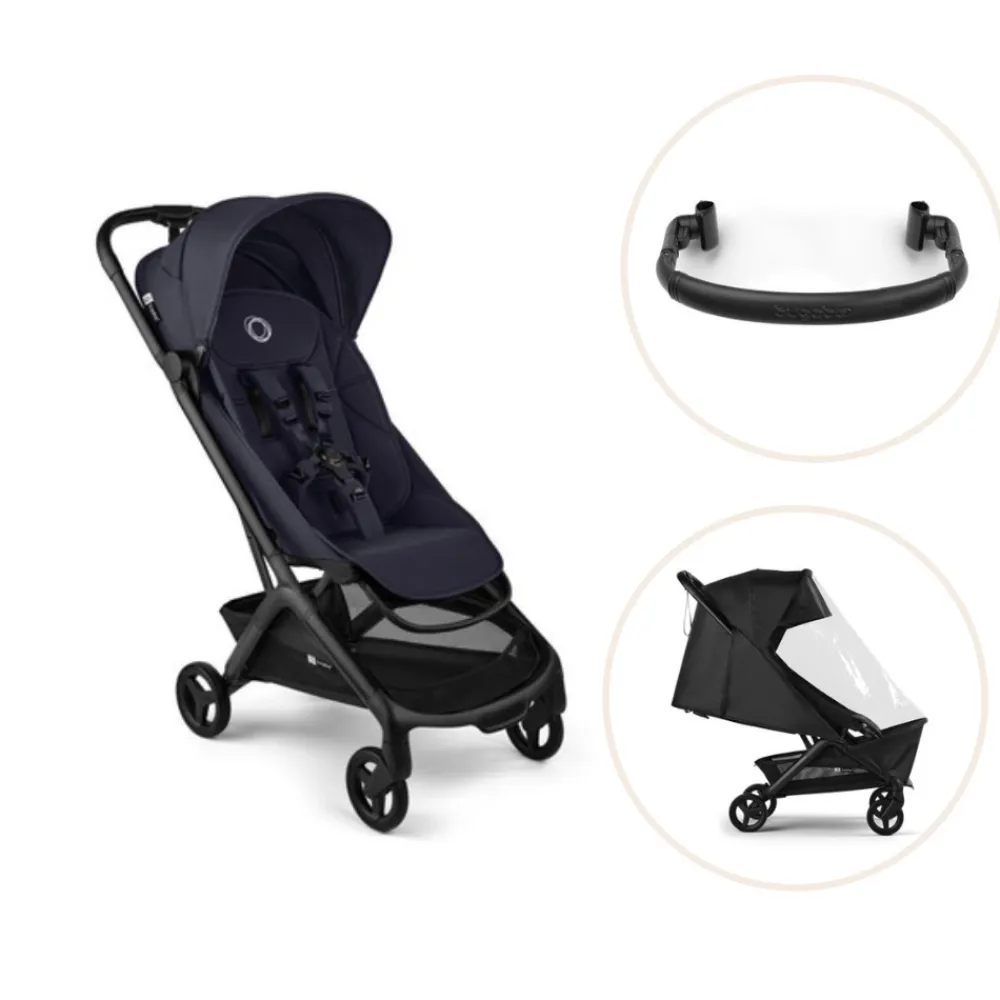 Bugaboo Butterfly 2 inkl. bøjle og regnslag - Black/Deep Indigo- Klapvogne Med Flade Sæder|Vognpakker