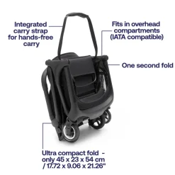 Bugaboo Butterfly complete - midnight black/black- Klapvogne Med Ergonomiske Sæder|Rejseklapvogne