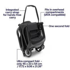 Bugaboo Butterfly inkl. transporttaske - midnight black- Klapvogne Med Ergonomiske Sæder|Rejseklapvogne