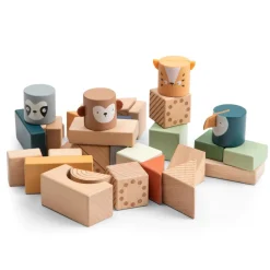 Sebra Byggeklodser i træ, Totem, Wildlife animals- Træklodser