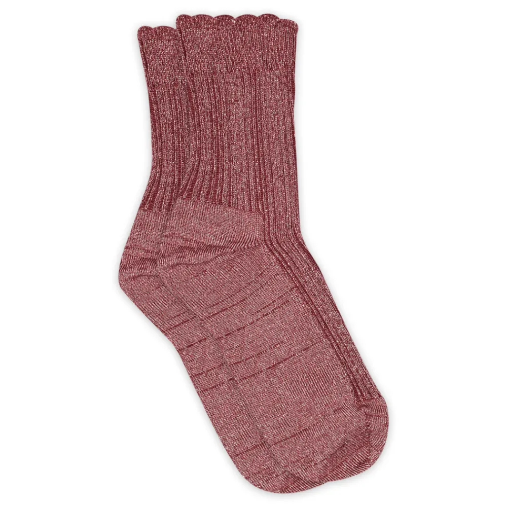 MP Denmark Celosia glitter strømper - Maroon- Strømper