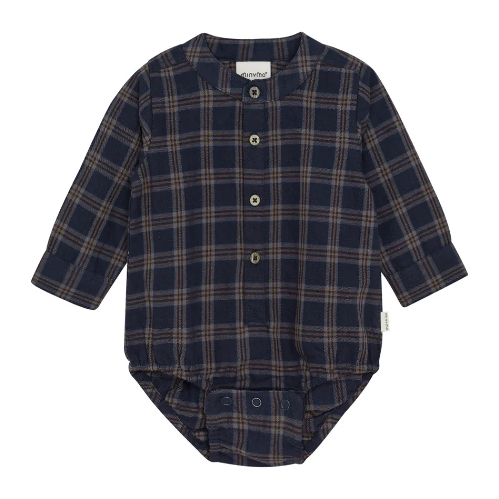 Minymo Check Body Langærmet - 7021- Bodystocking Langærmet